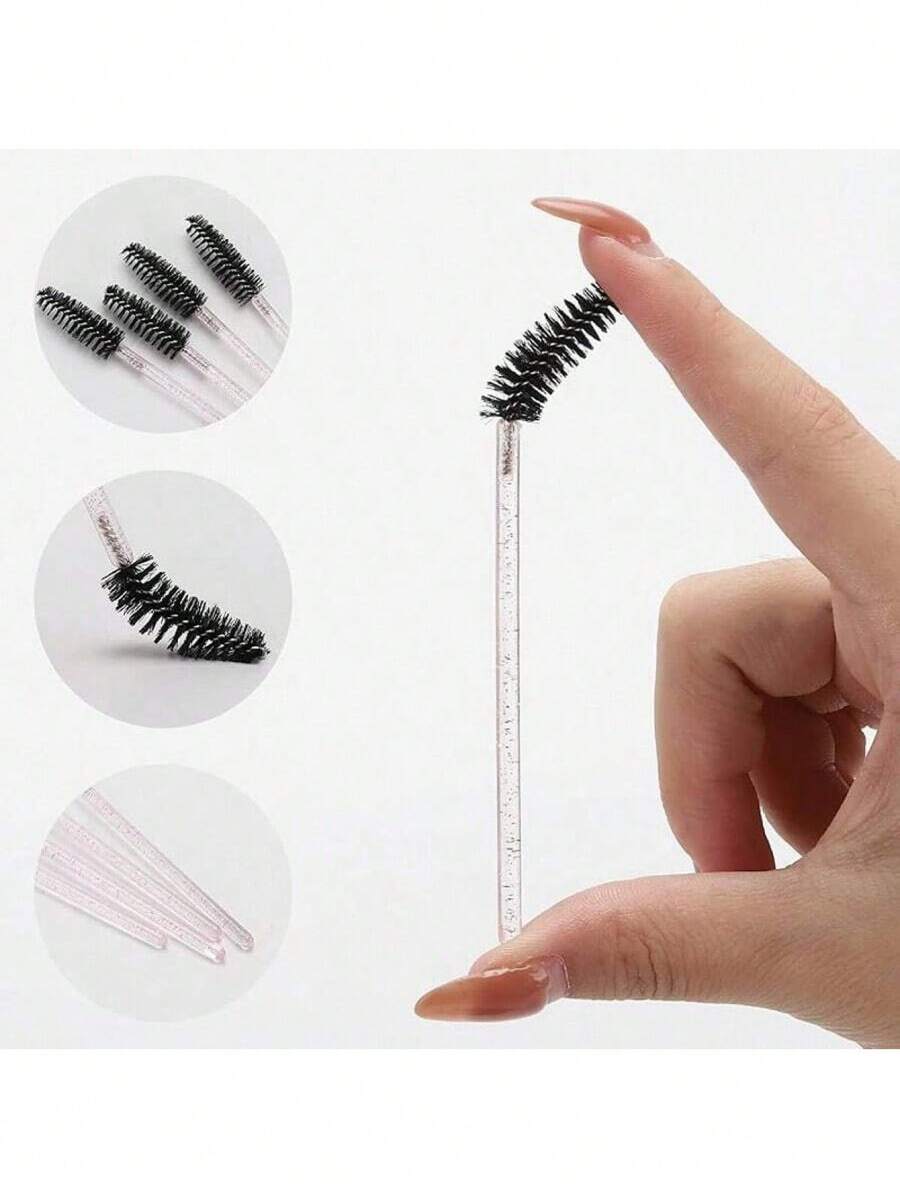 100-Piece Disposable Eyelash Brush Set with Container