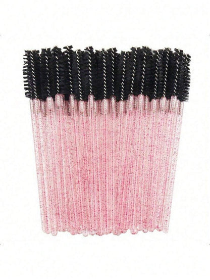 100-Piece Disposable Eyelash Brush Set with Container