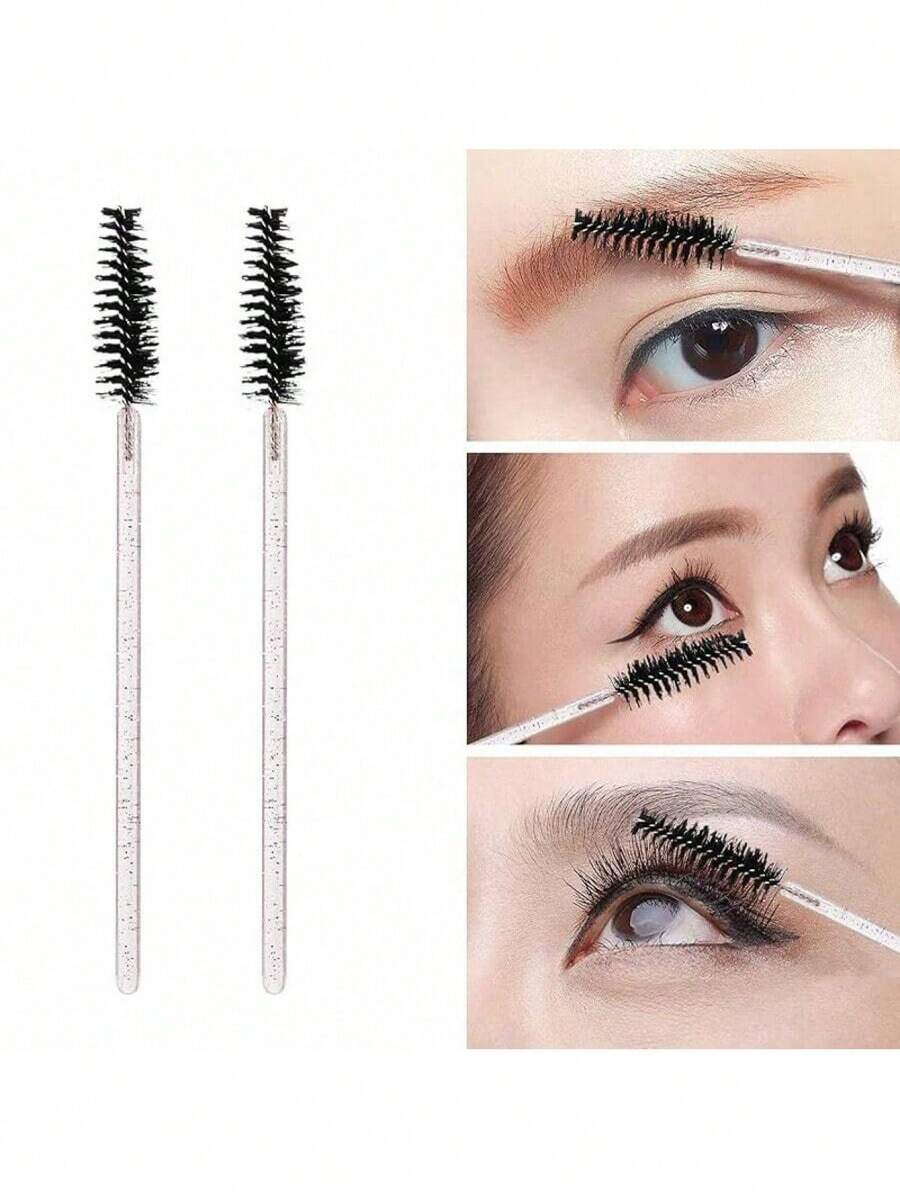 100-Piece Disposable Eyelash Brush Set with Container