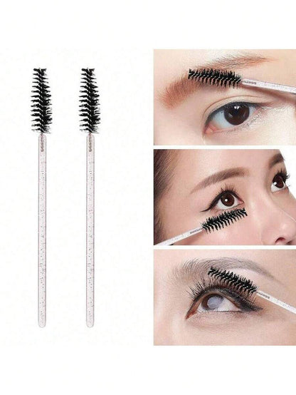 100-Piece Disposable Eyelash Brush Set with Container