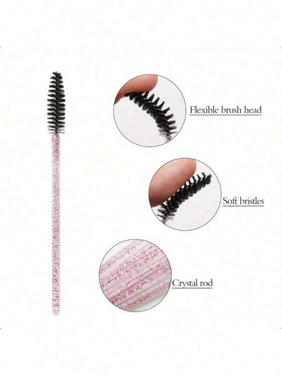 100-Piece Disposable Eyelash Brush Set with Container