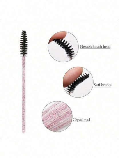 100-Piece Disposable Eyelash Brush Set with Container