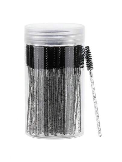 100-Piece Disposable Eyelash Brush Set with Container