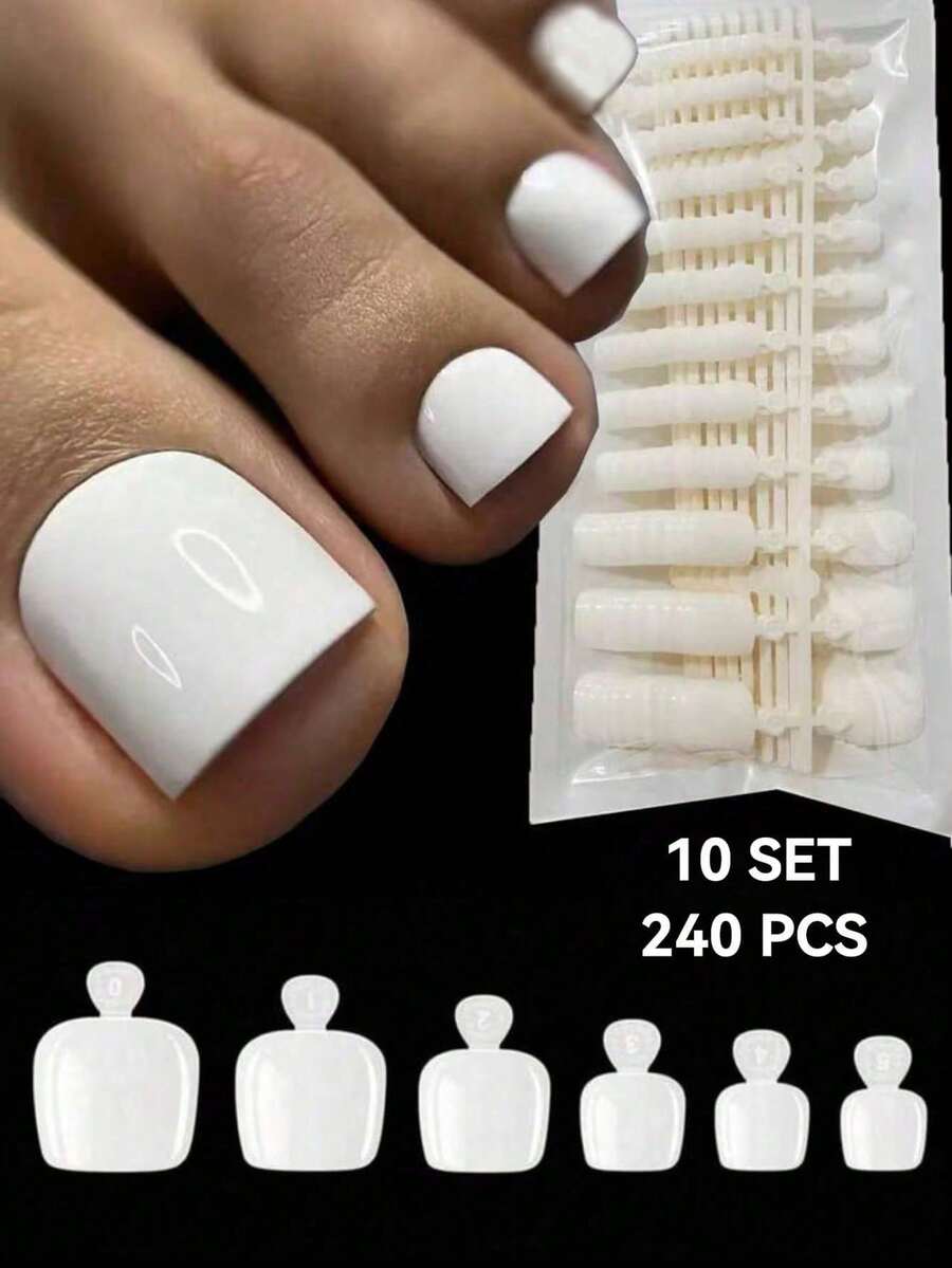 240-Piece Full-Cover Press-On Toenail Set