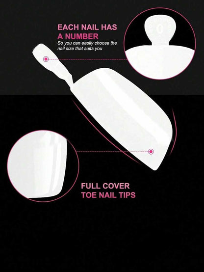 240-Piece Full-Cover Press-On Toenail Set
