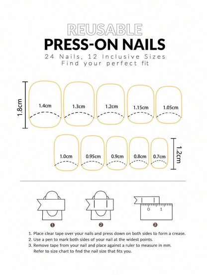 24-Piece Orange Pumpkin Plaid Short Square Press-On Nails
