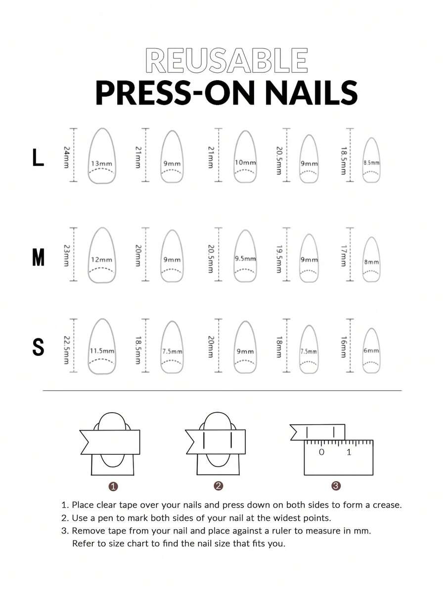 10-Piece Almond Press-On Nail Set with 3D Designs
