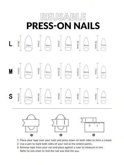 10-Piece Almond Press-On Nail Set with 3D Designs
