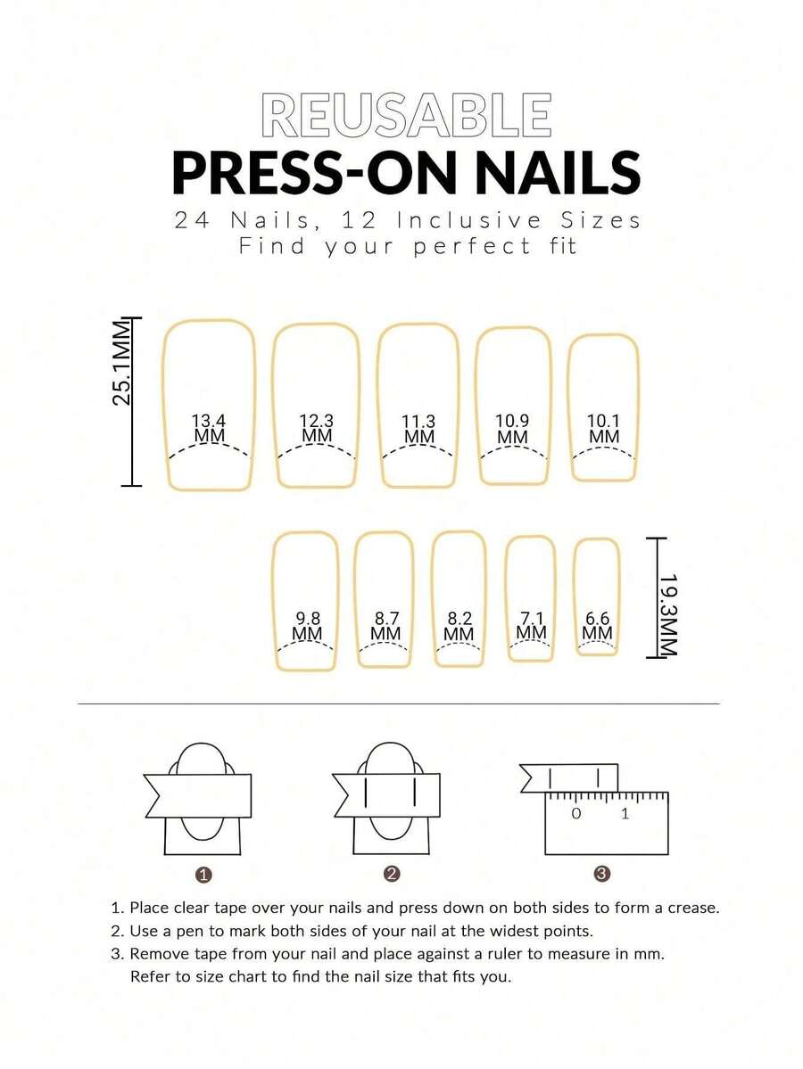 24-Piece Pink Flame Halloween Square Press-On Nails