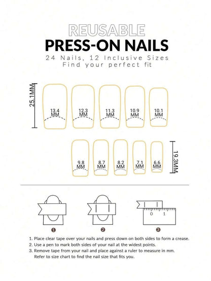 24-Piece Pink Flame Halloween Square Press-On Nails