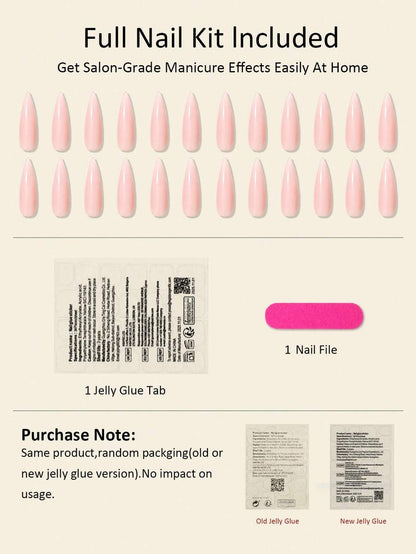 24-Piece Red Christmas Almond Press-On Nails